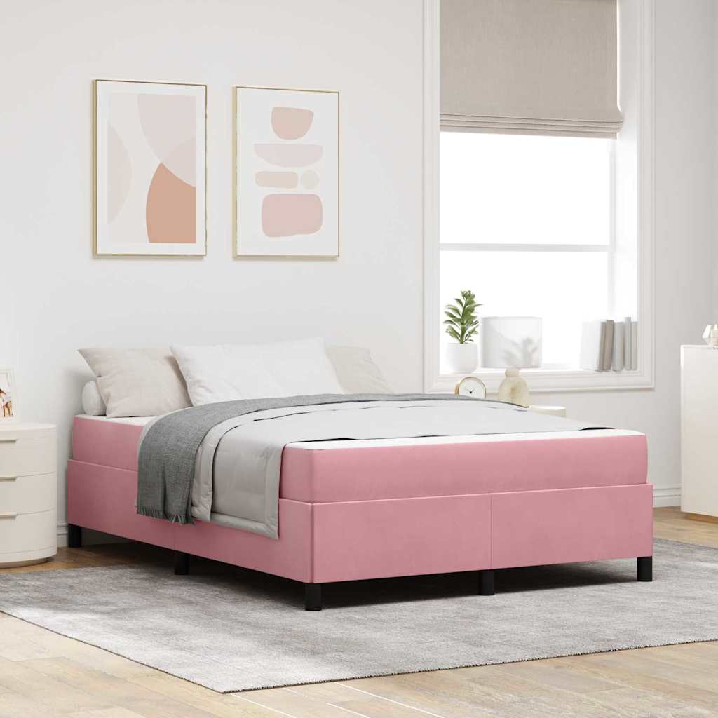 Sängram med madrass Rosa 140 x 200 cm tyg