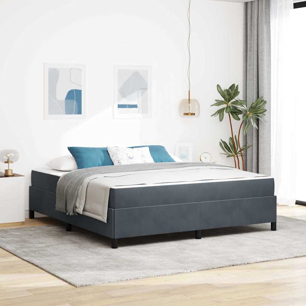Sängram med madrass Mörkgrå 180 x 200 cm tyg