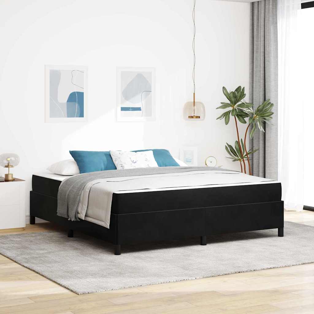 Sängram med madrass Svart 180 x 200 cm tyg