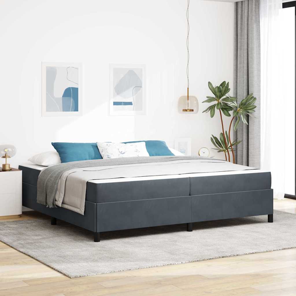 Sängram med madrass Mörkgrå 200 x 200 cm tyg