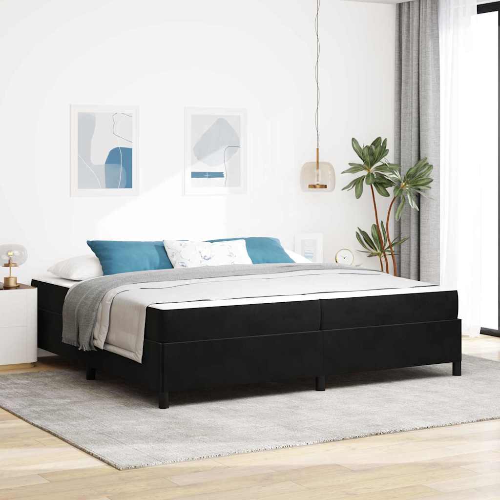 Sängram med madrass Svart 200 x 200 cm tyg