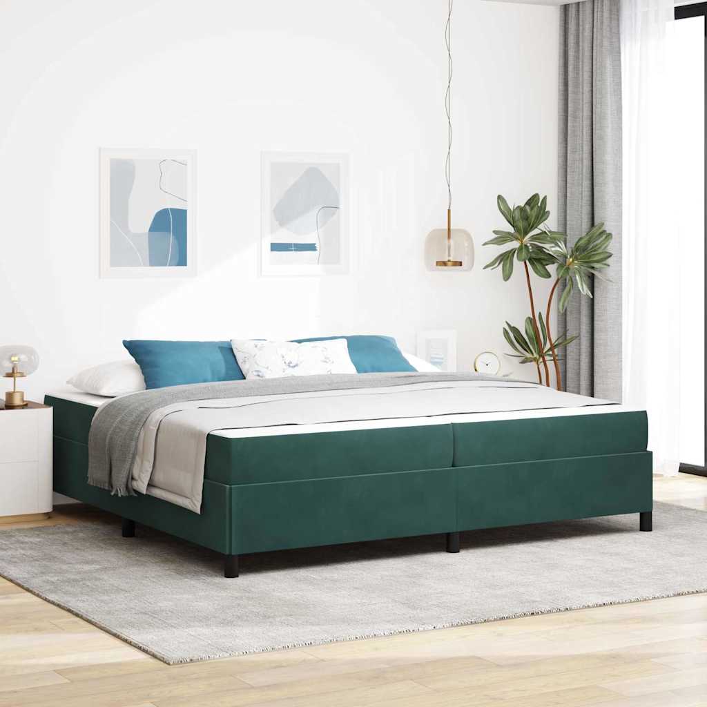Sängram med madrass Mörkgrön 200 x 200 cm tyg