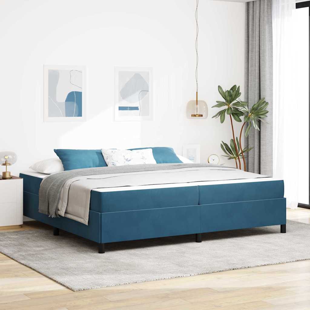 Sängram med madrass Mörkblå 200 x 200 cm tyg