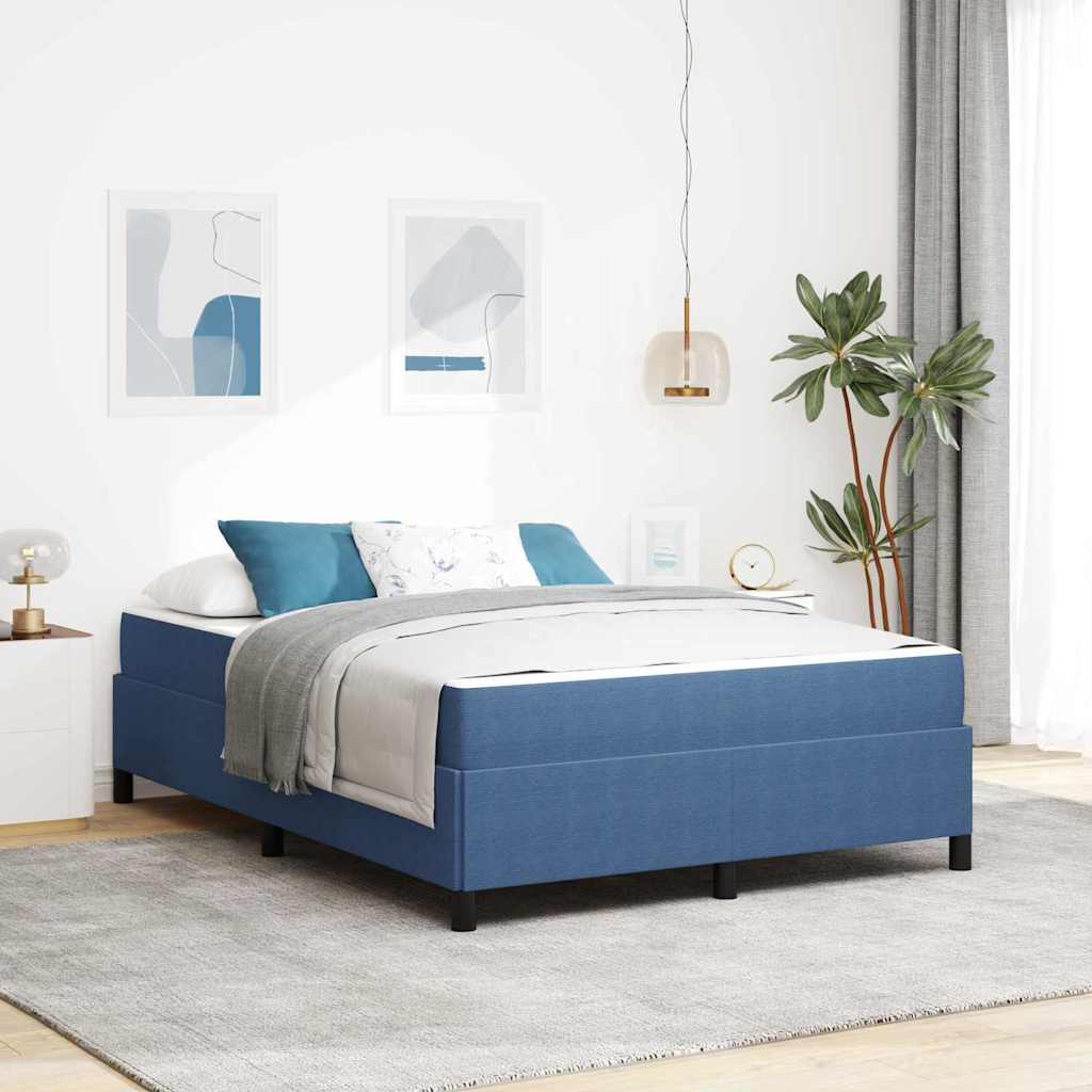 Sängram med madrass Blå 140 x 190 cm tyg
