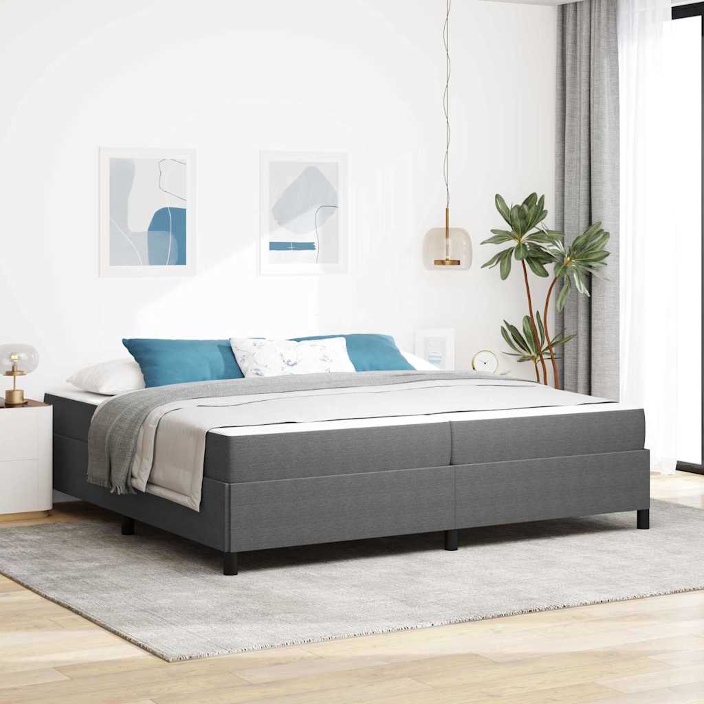 Sängram med madrass Ljusgrå 200 x 200 cm tyg