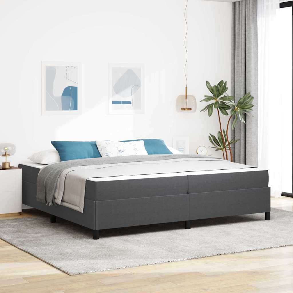Sängram med madrass Mörkgrå 200 x 200 cm tyg