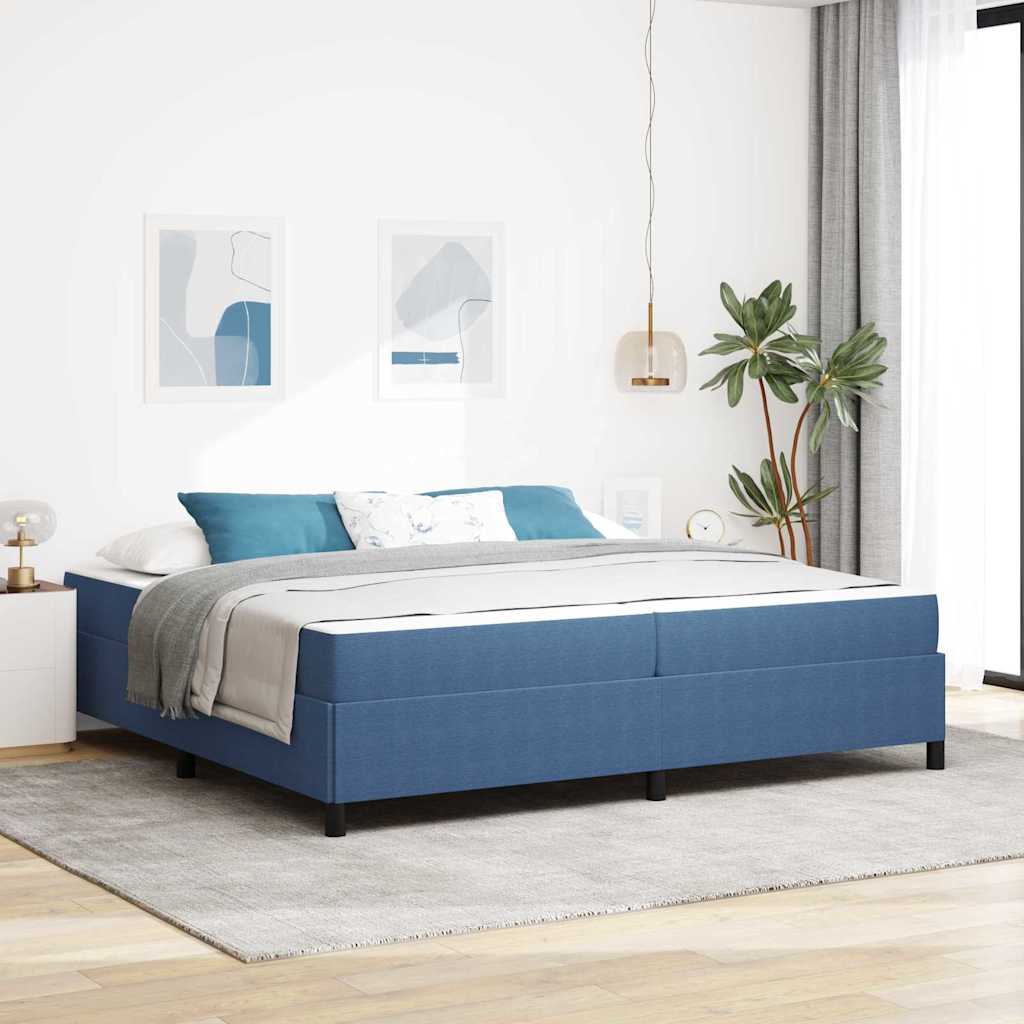 Sängram med madrass Blå 200 x 200 cm tyg