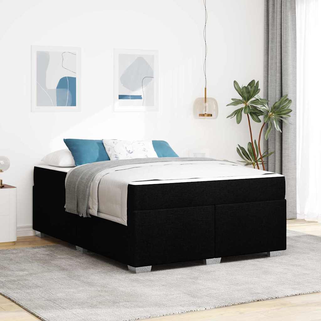 Sängram med madrass Svart 140 x 200 cm tyg