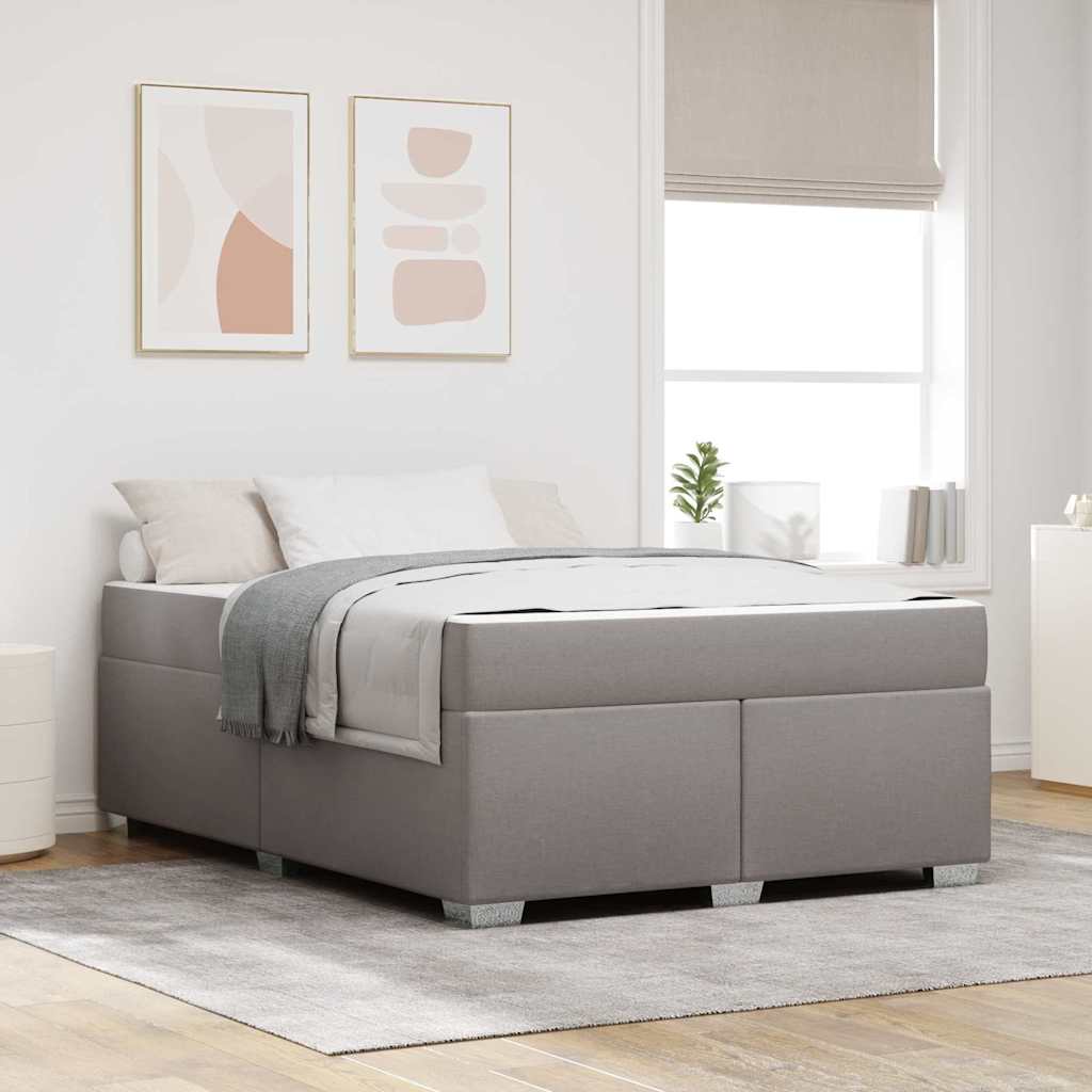 Sängram med madrass Taupe 160 x 200 cm tyg