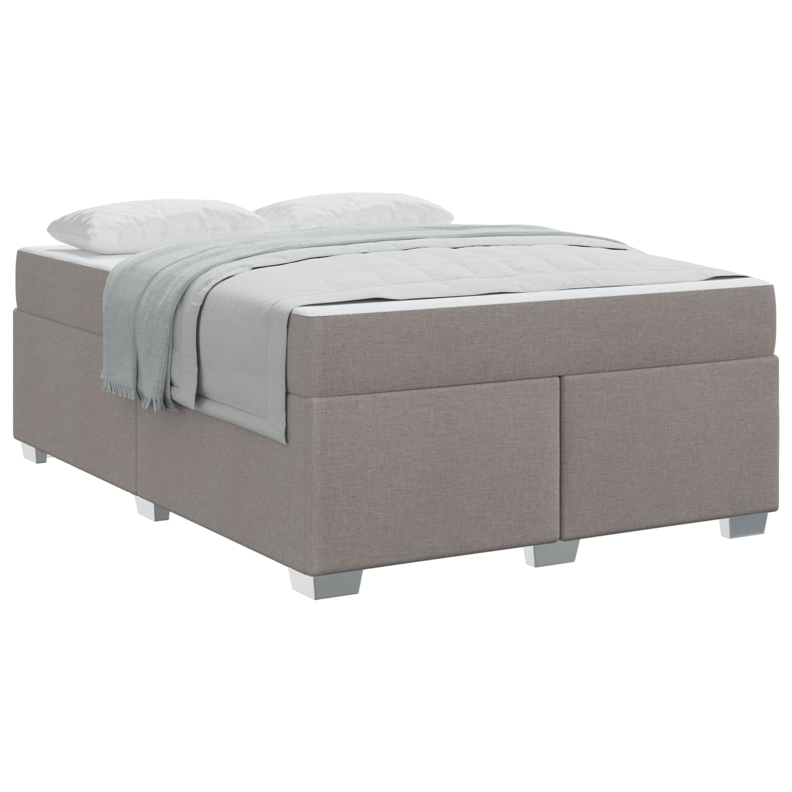 Sängram med madrass Taupe 160 x 200 cm tyg