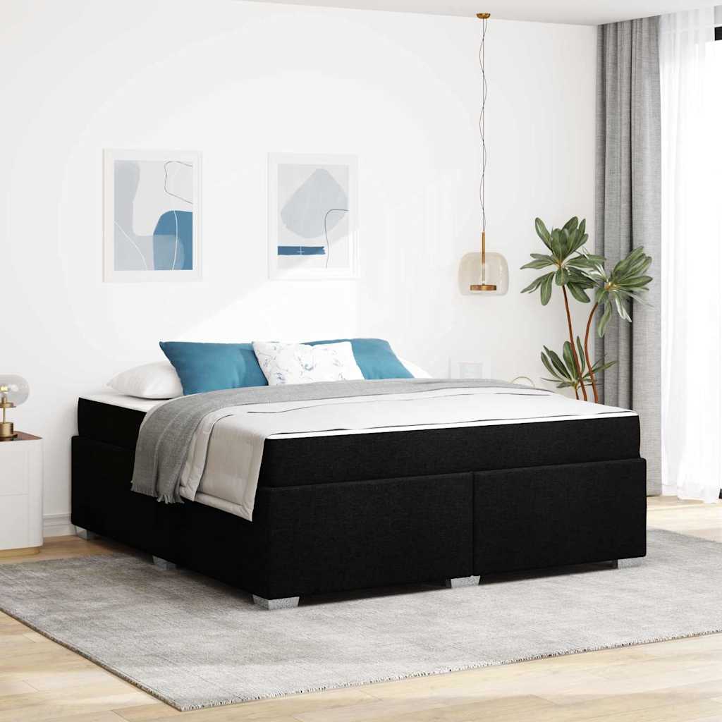 Sängram med madrass Svart 180 x 200 cm tyg