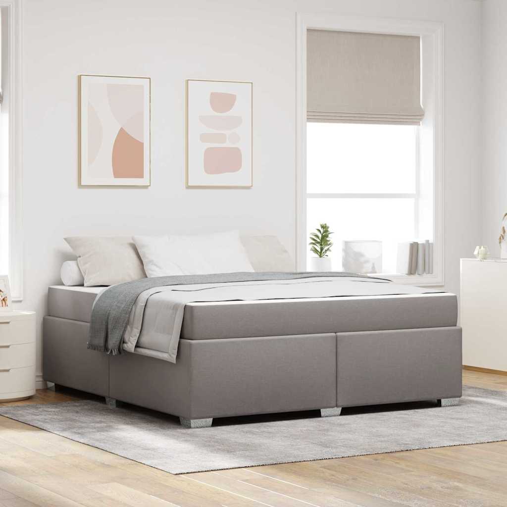 Sängram med madrass Taupe 180 x 200 cm tyg
