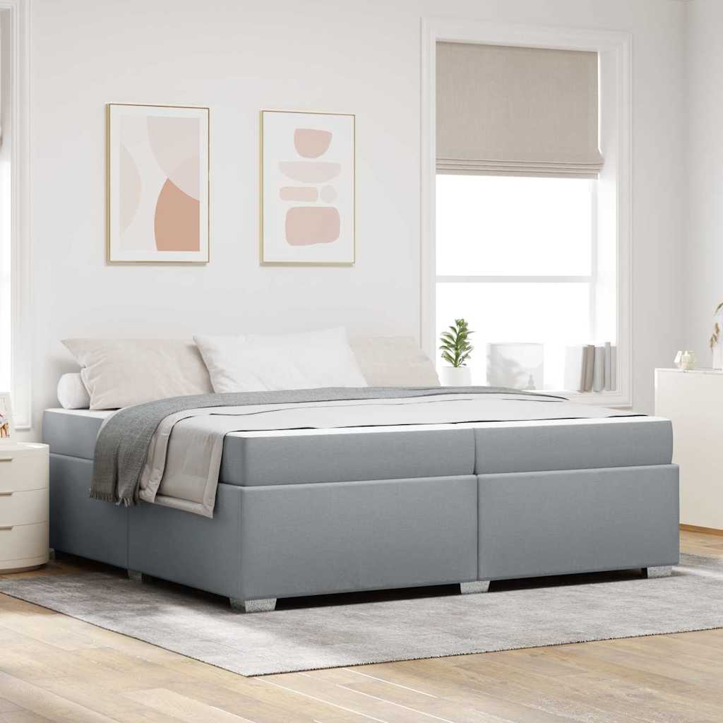 Sängram med madrass Ljusgrå 200 x 200 cm tyg