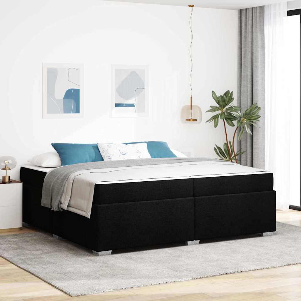 Sängram med madrass Svart 200 x 200 cm tyg