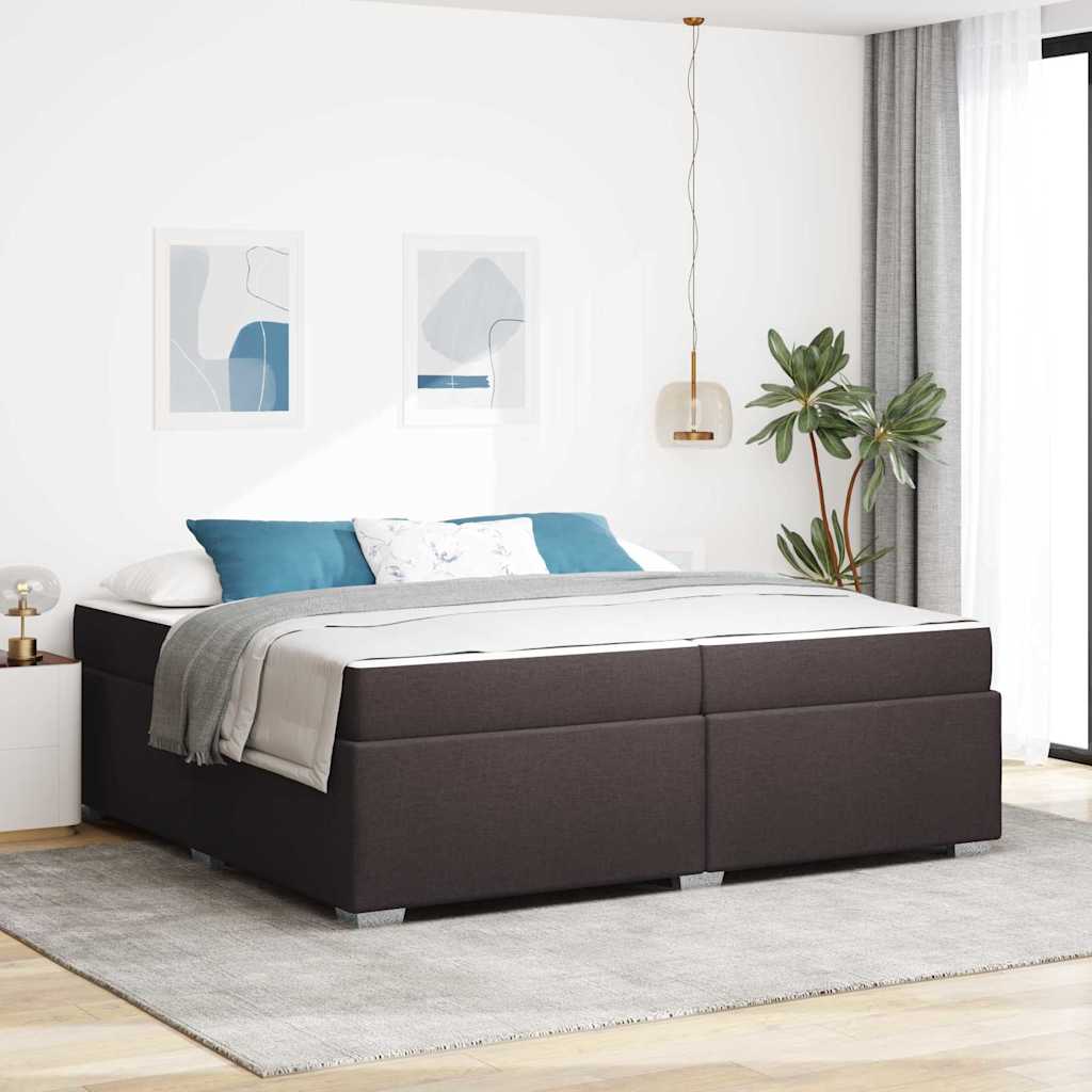 Sängram med madrass Mörkbrun 200 x 200 cm tyg