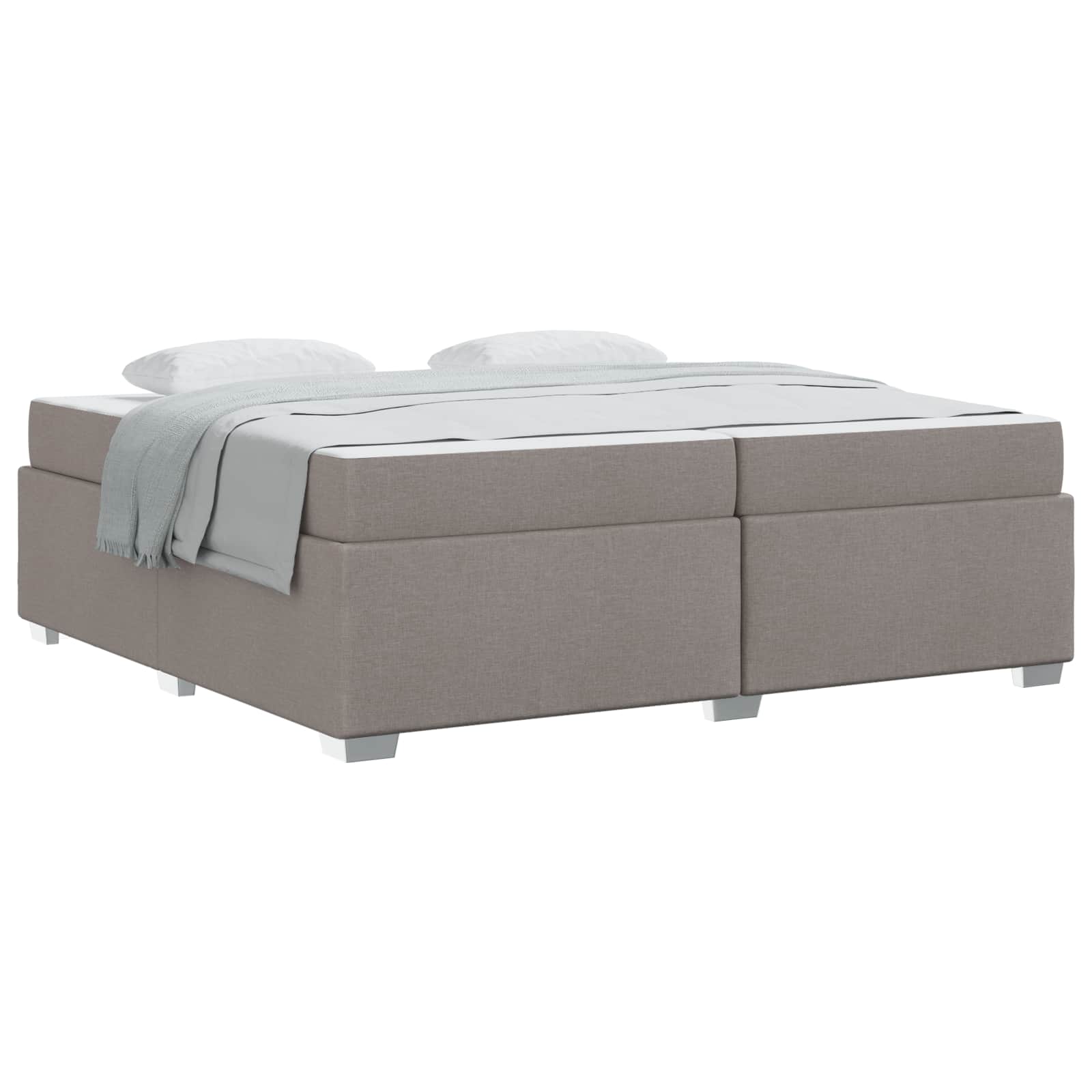Sängram med madrass Taupe 200 x 200 cm tyg