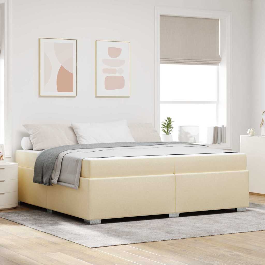 Sängram med madrass Kräm 200 x 200 cm tyg