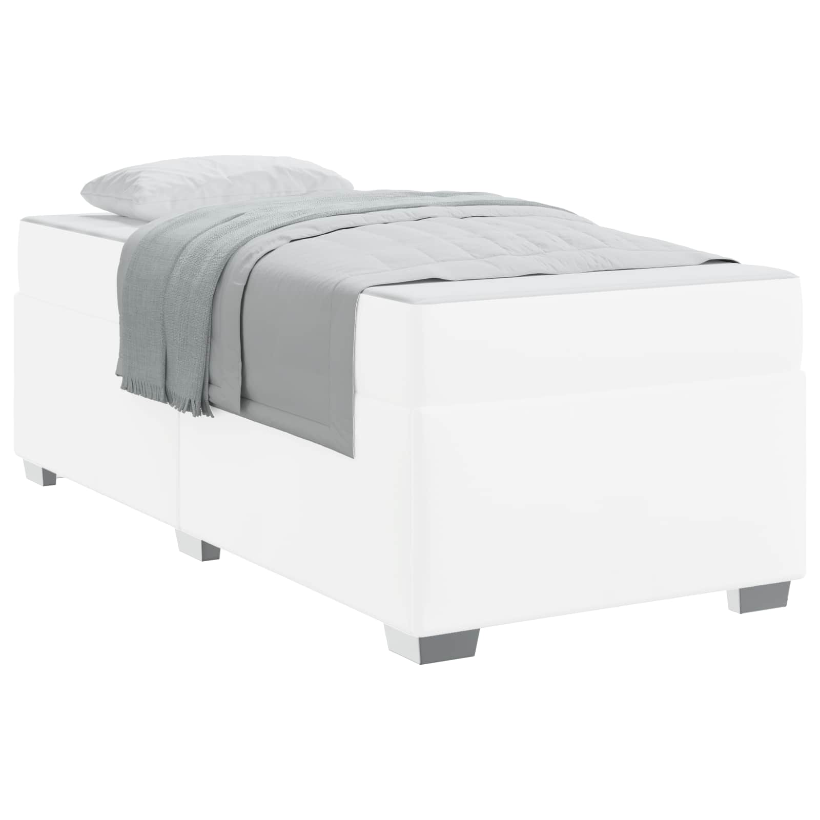 Sängram med madrass Vit 90 x 190 cm tyg