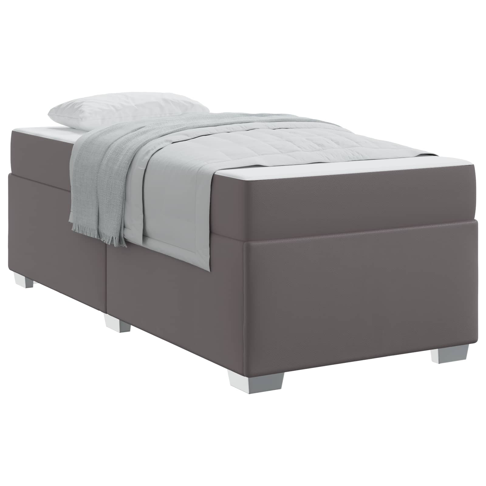 Sängram med madrass Grå 90 x 190 cm tyg