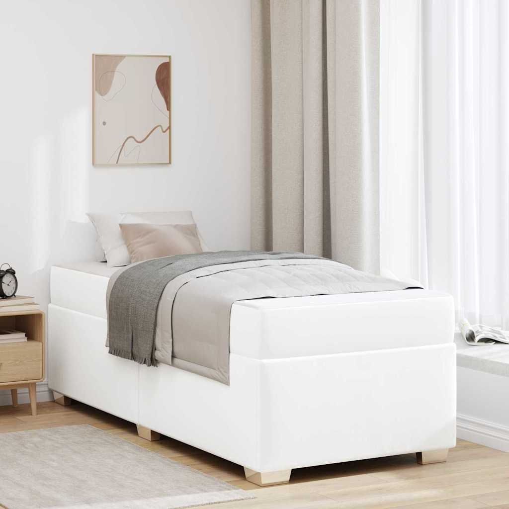 Sängram med madrass Vit 90 x 200 cm tyg