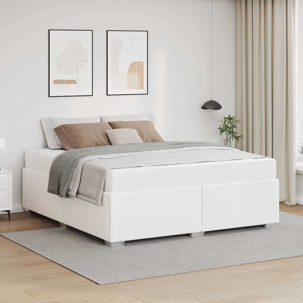 Sängram med madrass Vit 160 x 200 cm tyg