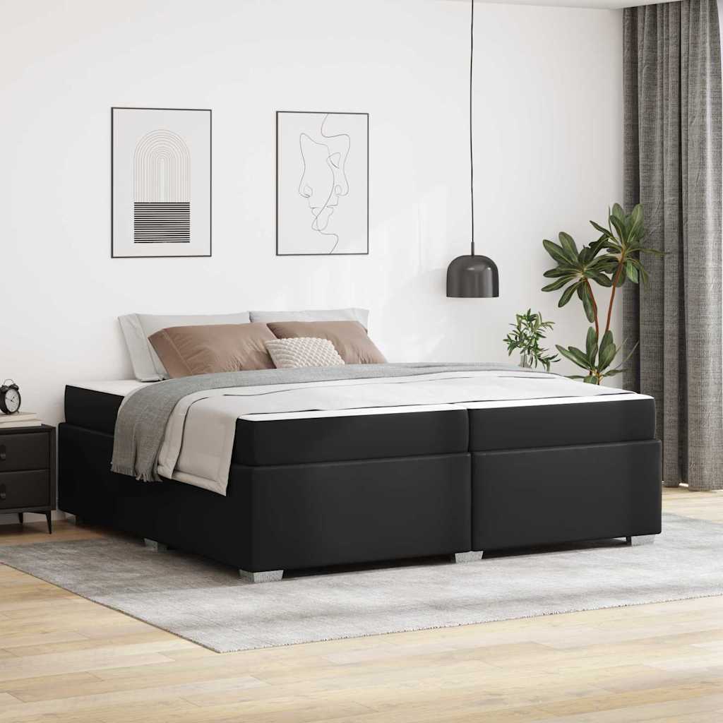 Sängram med madrass Svart 200 x 200 cm tyg