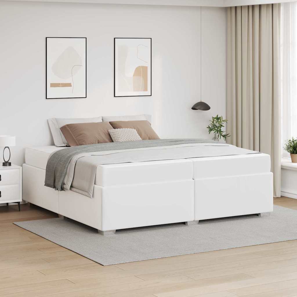 Sängram med madrass Vit 200 x 200 cm tyg