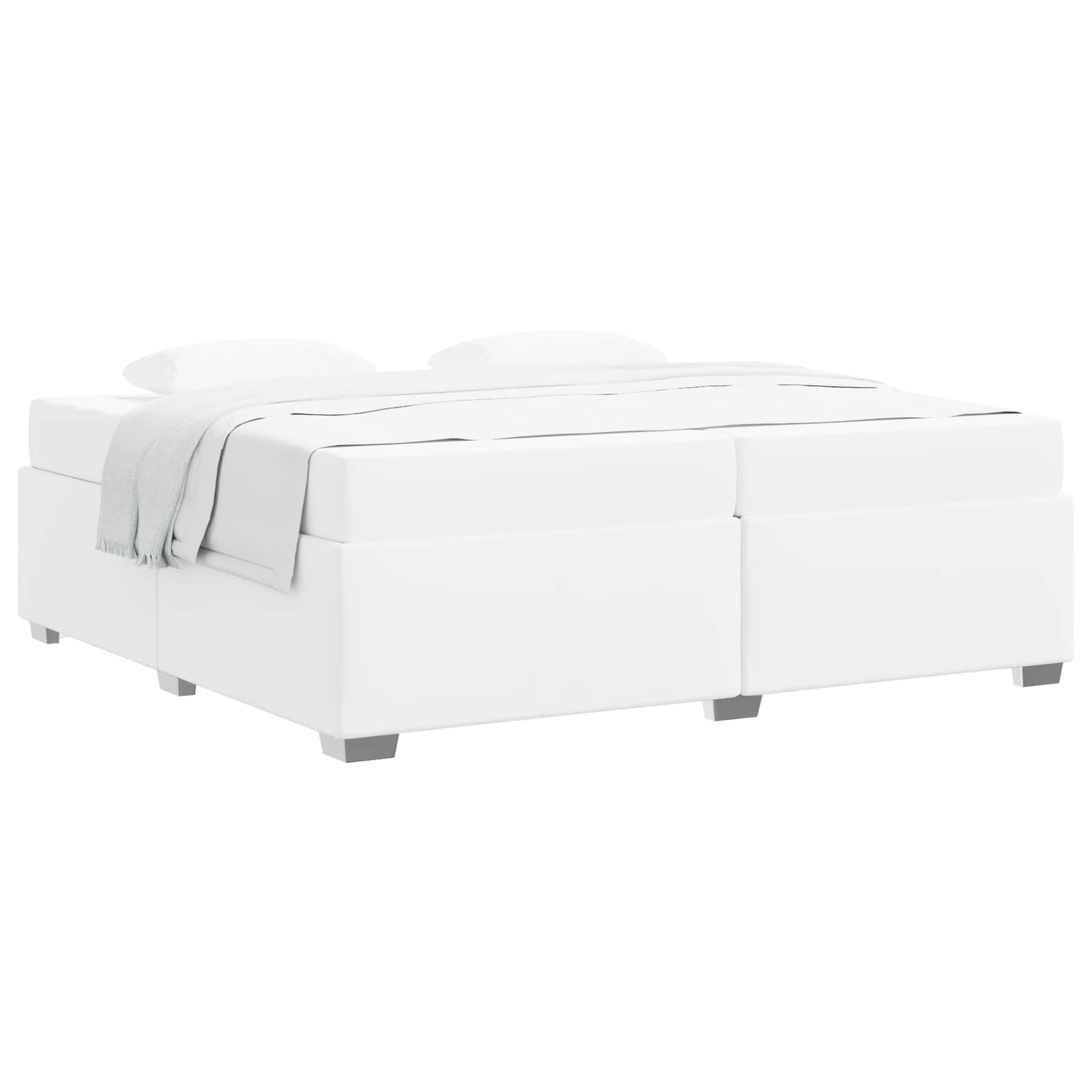 Sängram med madrass Vit 200 x 200 cm tyg
