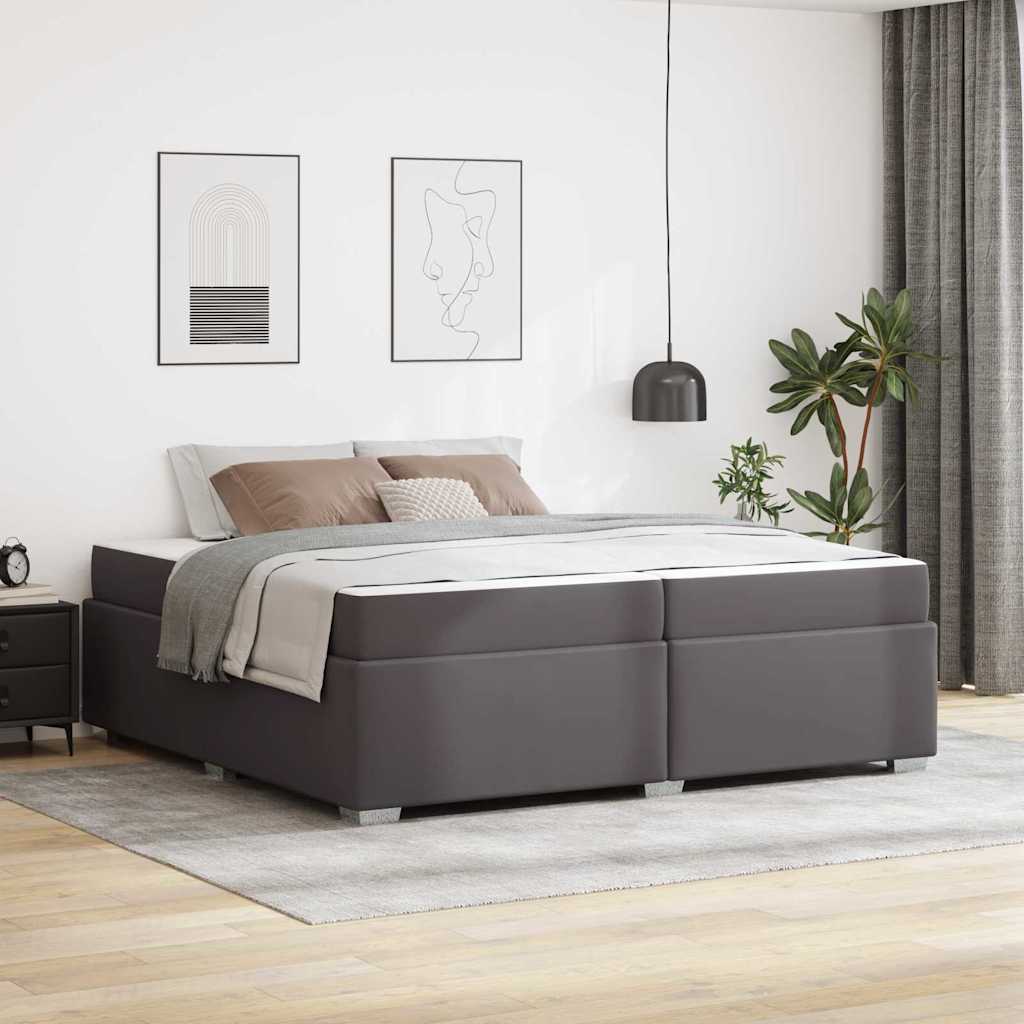 Sängram med madrass Grå 200 x 200 cm tyg