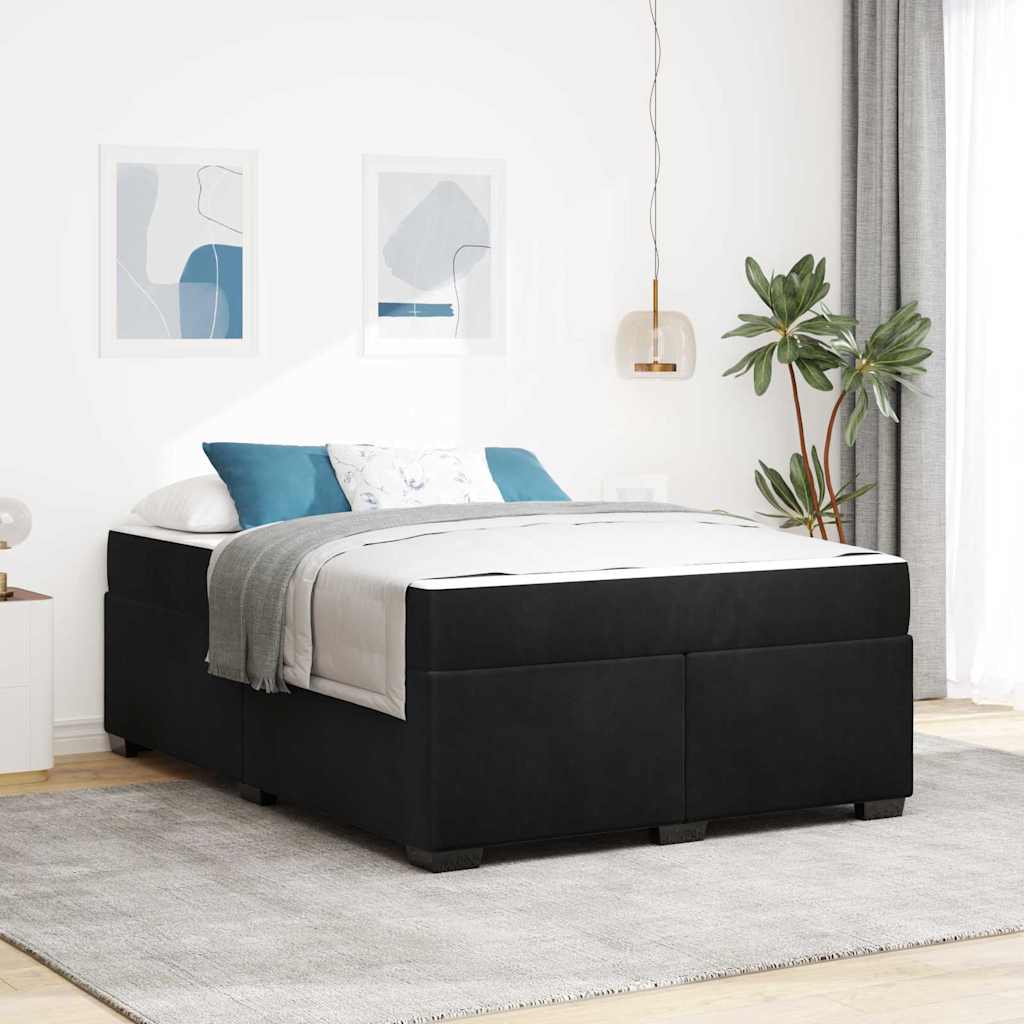 Sängram med madrass Svart 160 x 200 cm tyg
