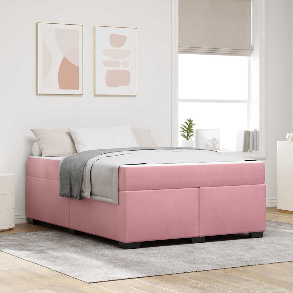 Sängram med madrass Rosa 160 x 200 cm tyg