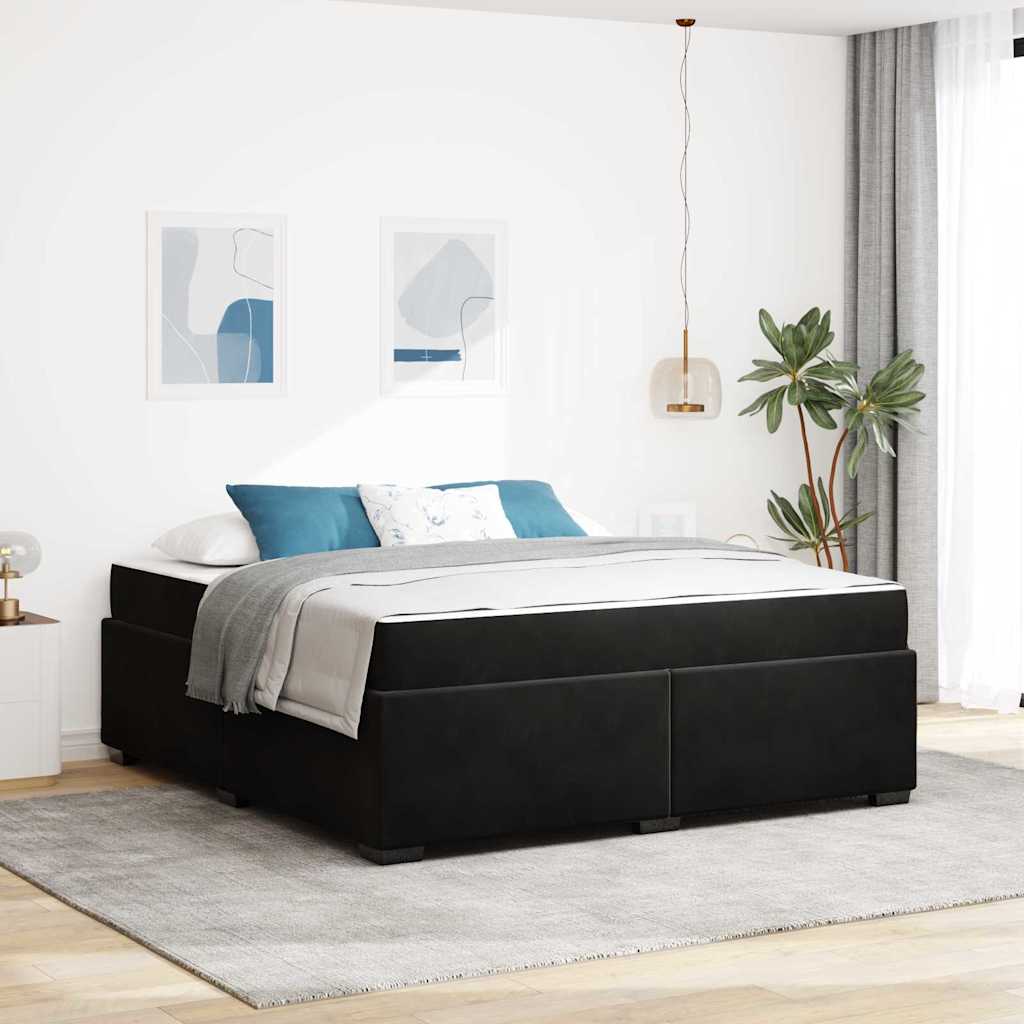 Sängram med madrass Svart 180 x 200 cm tyg