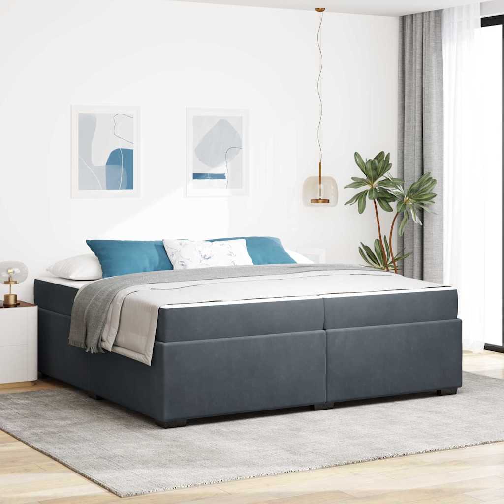 Sängram med madrass Mörkgrå 200 x 200 cm tyg