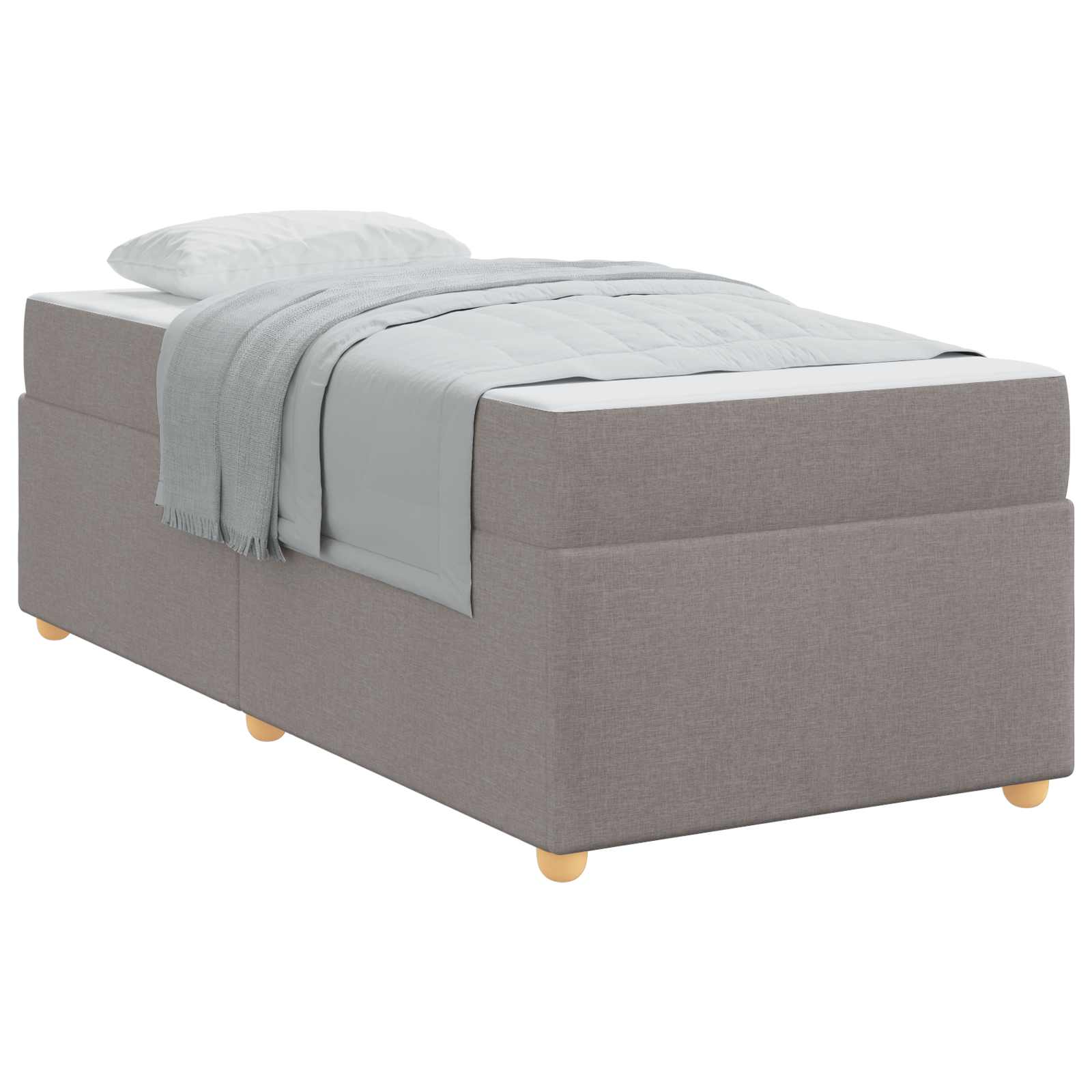 Sängram med madrass Taupe 90 x 190 cm tyg