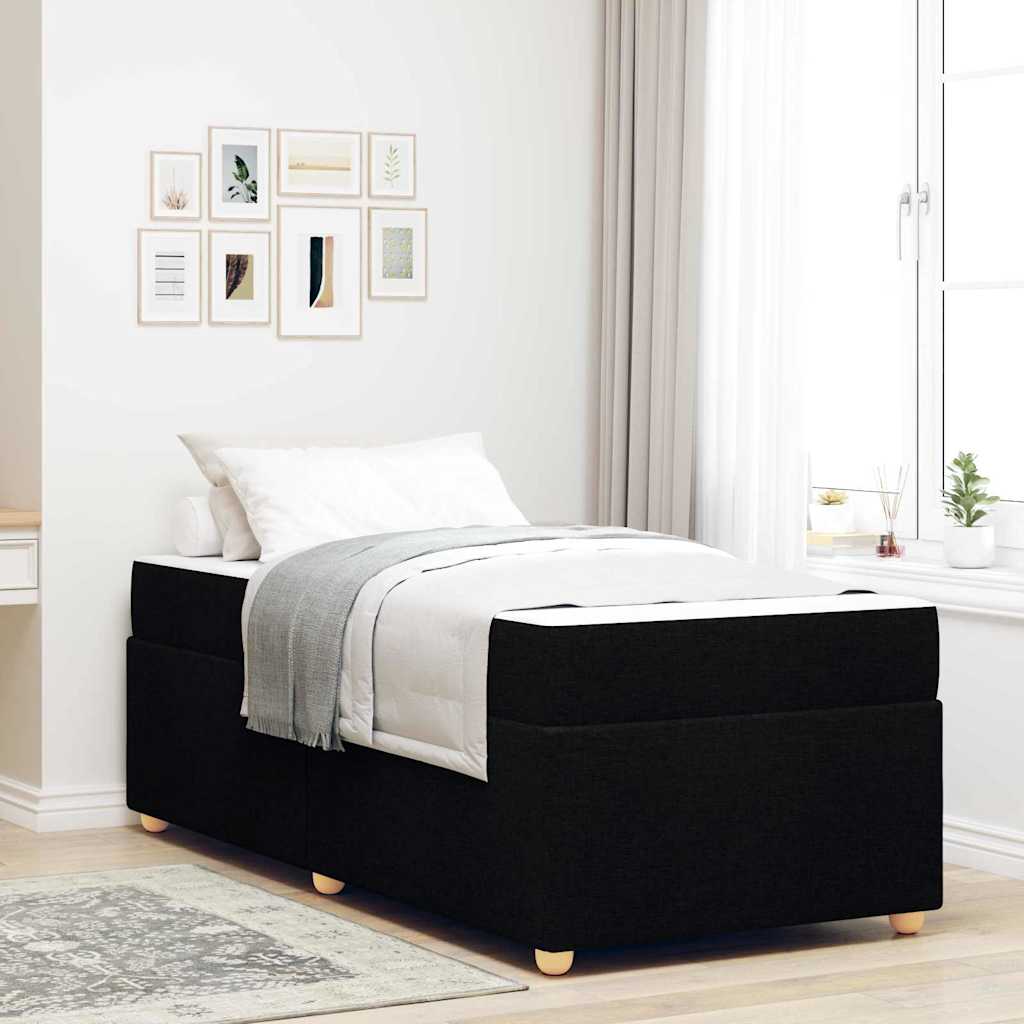 Sängram med madrass Svart 90 x 200 cm tyg