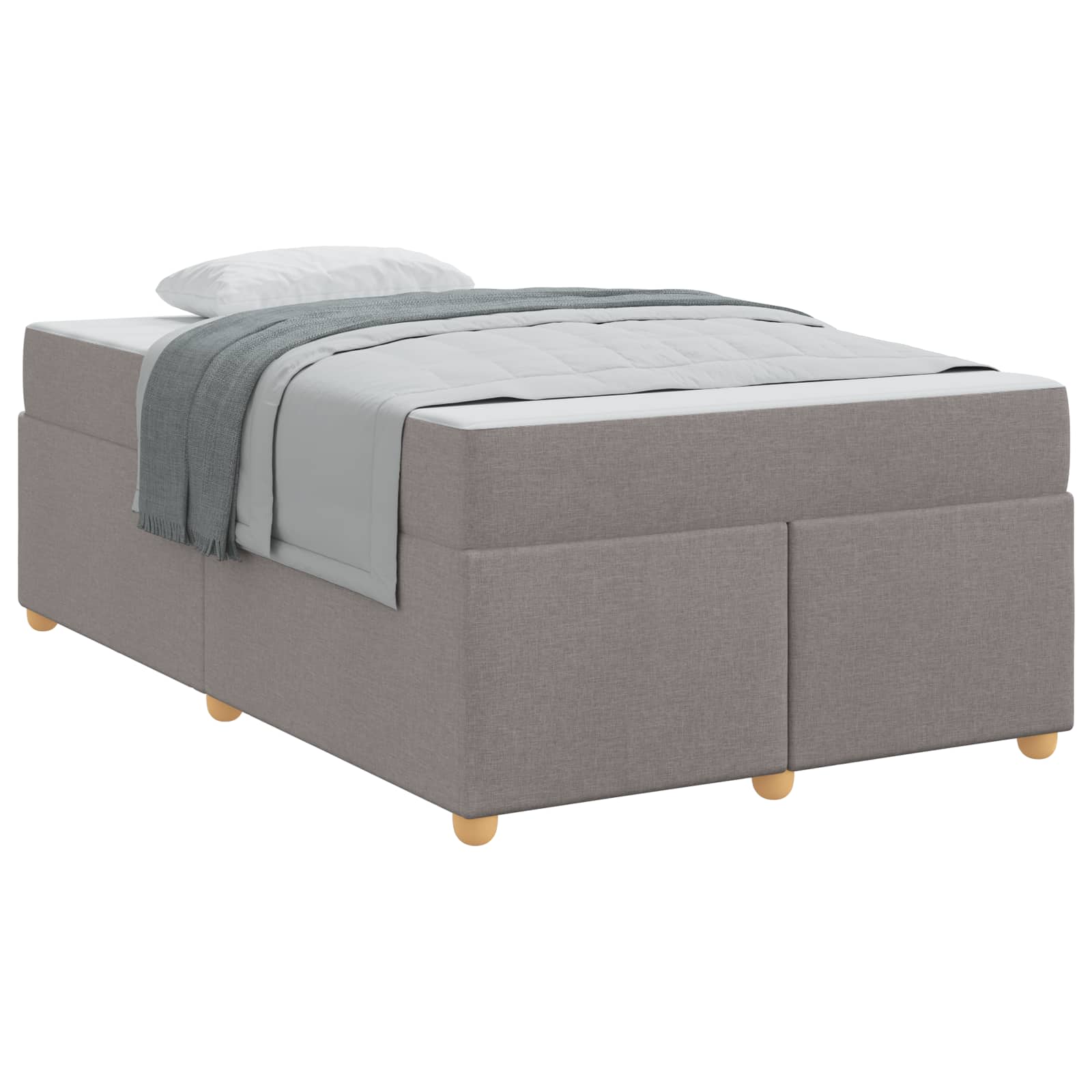 Sängram med madrass Taupe 120 x 190 cm tyg