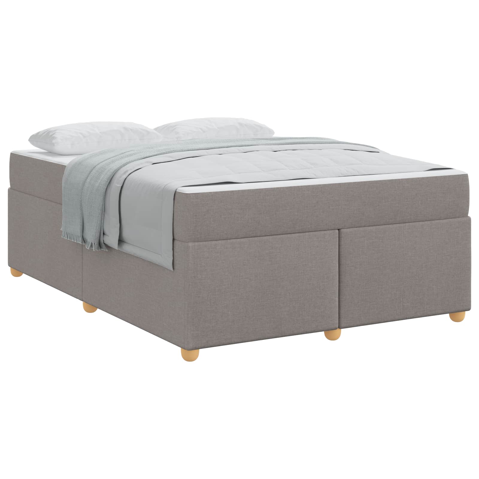 Sängram med madrass Taupe 140 x 200 cm tyg