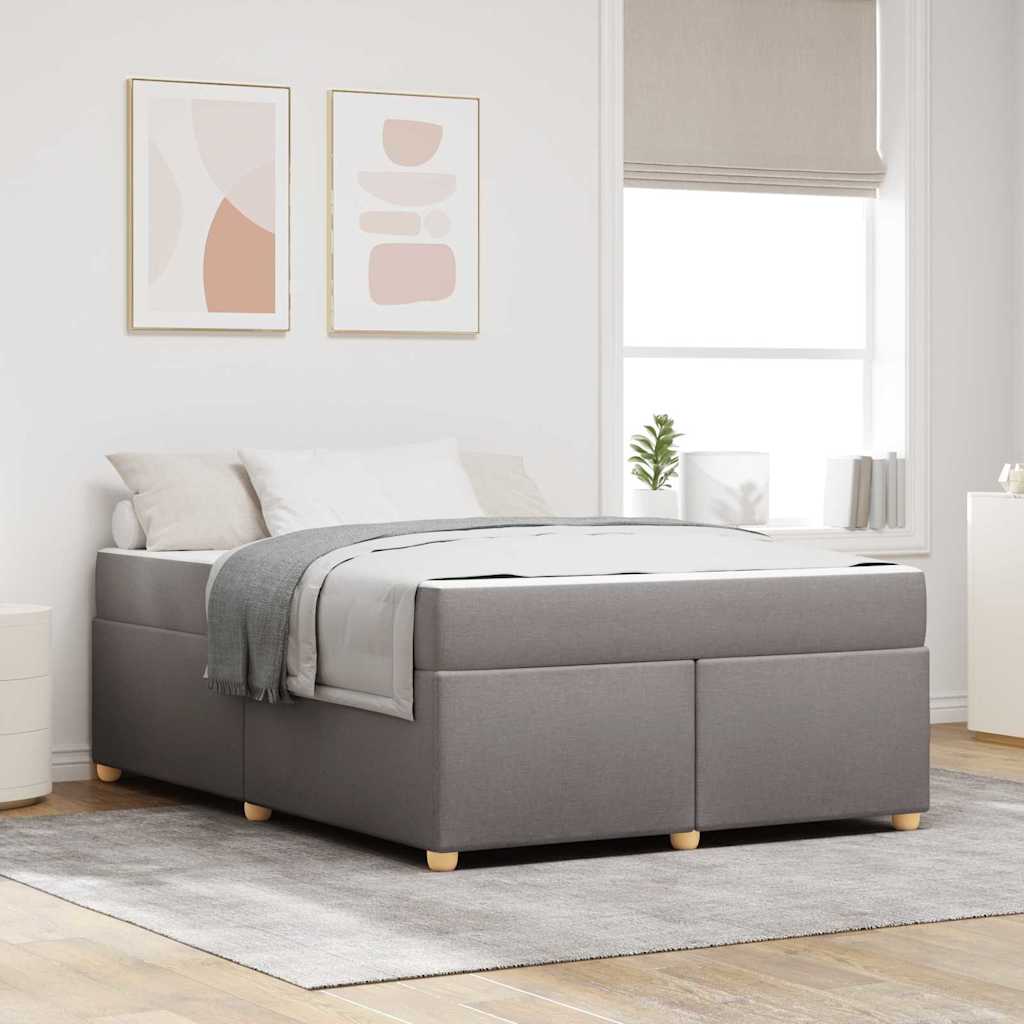 Sängram med madrass Taupe 160 x 200 cm tyg