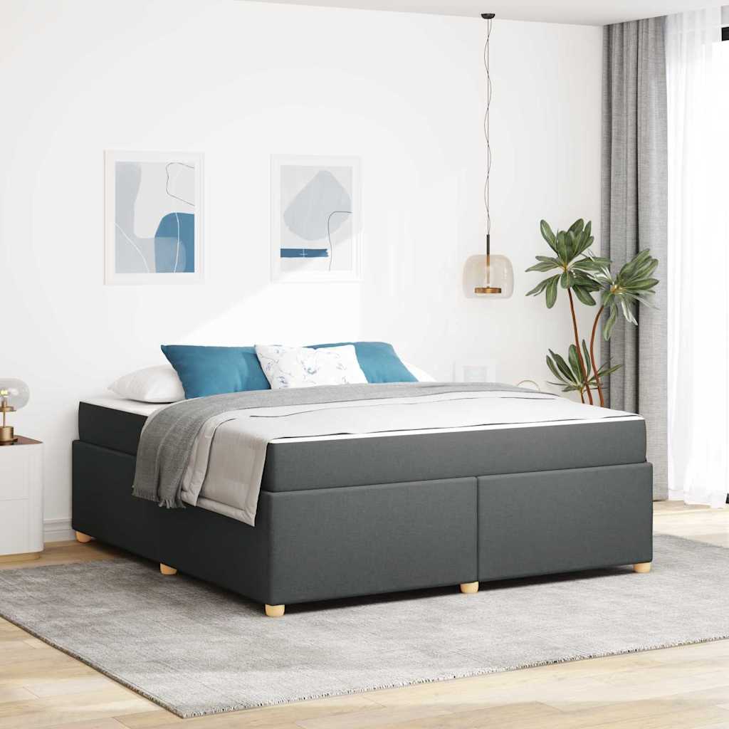 Sängram med madrass Mörkgrå 180 x 200 cm tyg