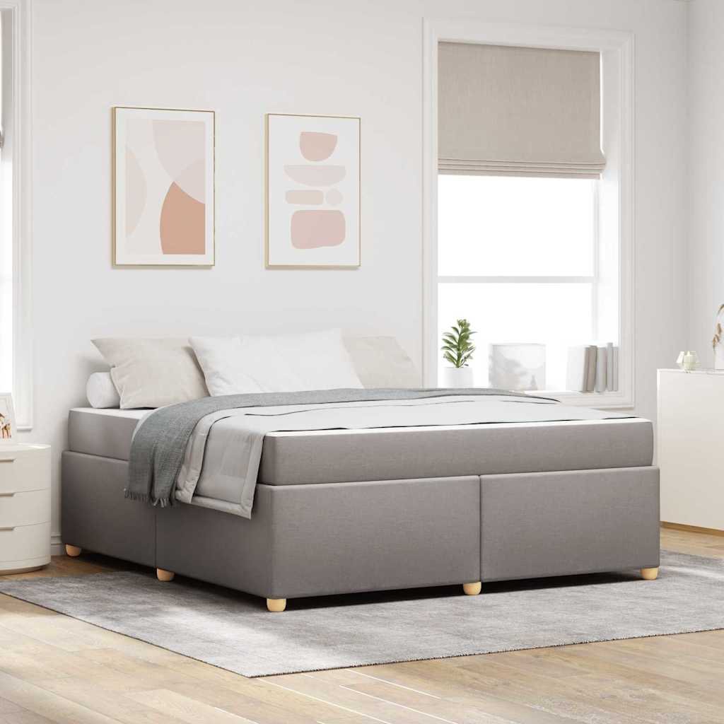 Sängram med madrass Taupe 180 x 200 cm tyg