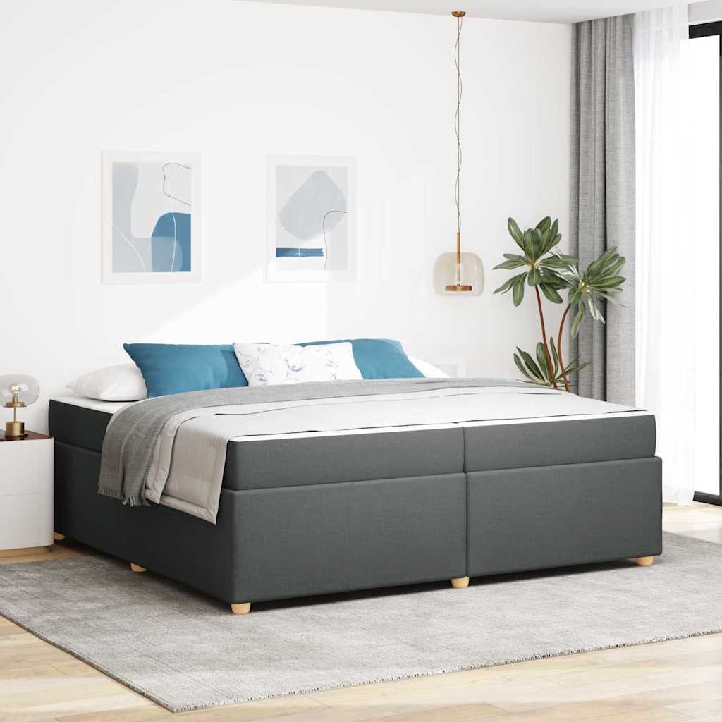 Sängram med madrass Mörkgrå 200 x 200 cm tyg