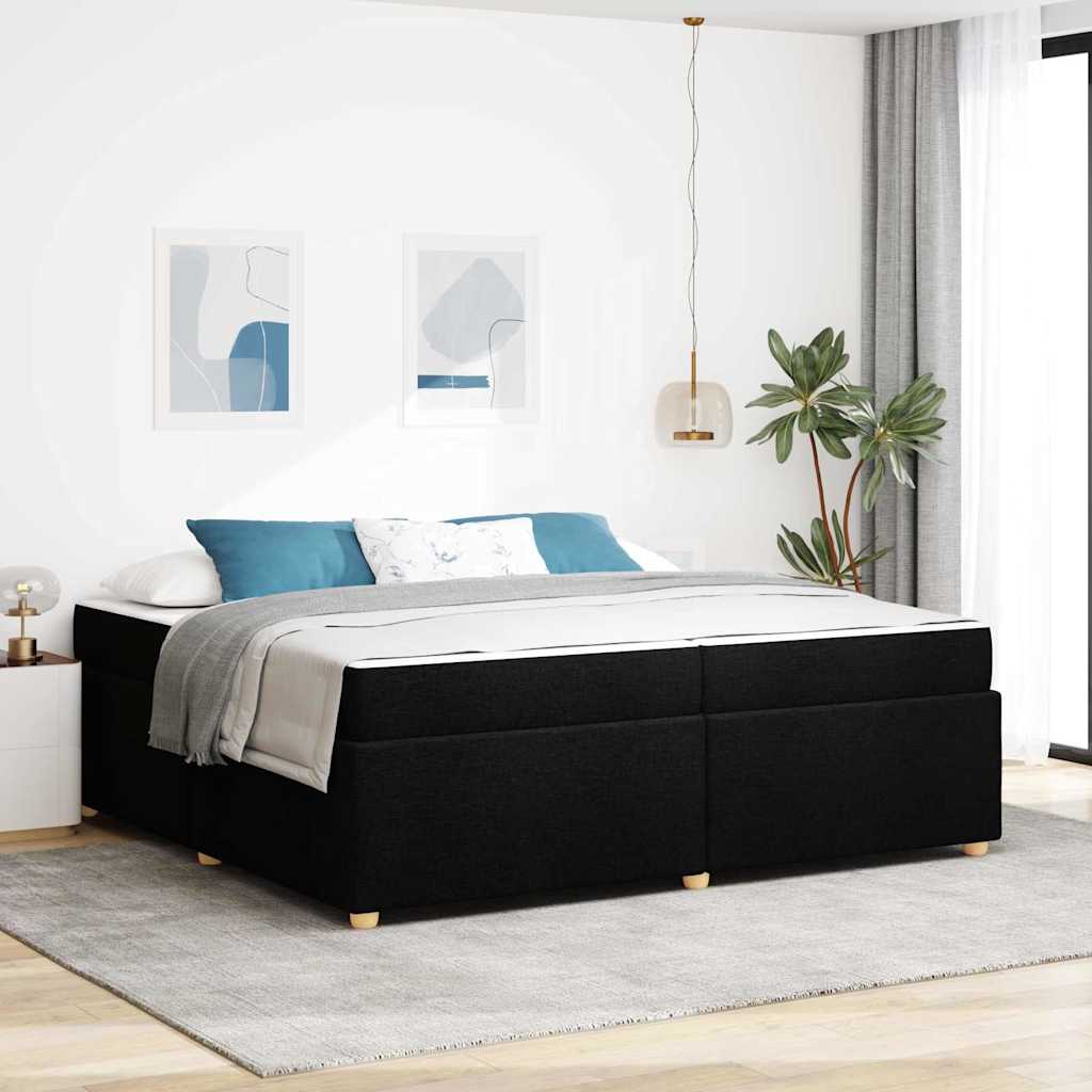 Sängram med madrass Svart 200 x 200 cm tyg