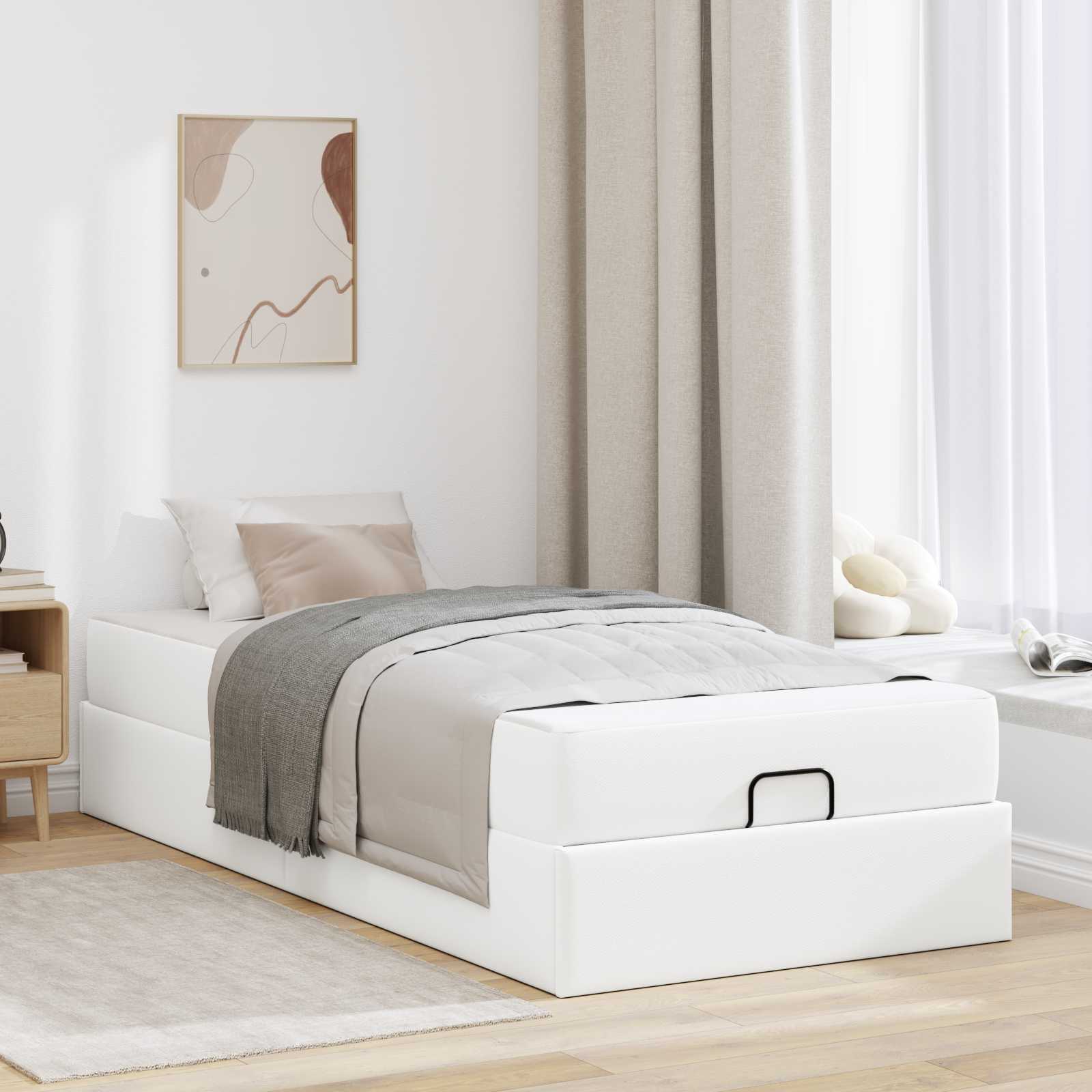 Sängram med madrass Övrigt 2 pcs Vit PVC