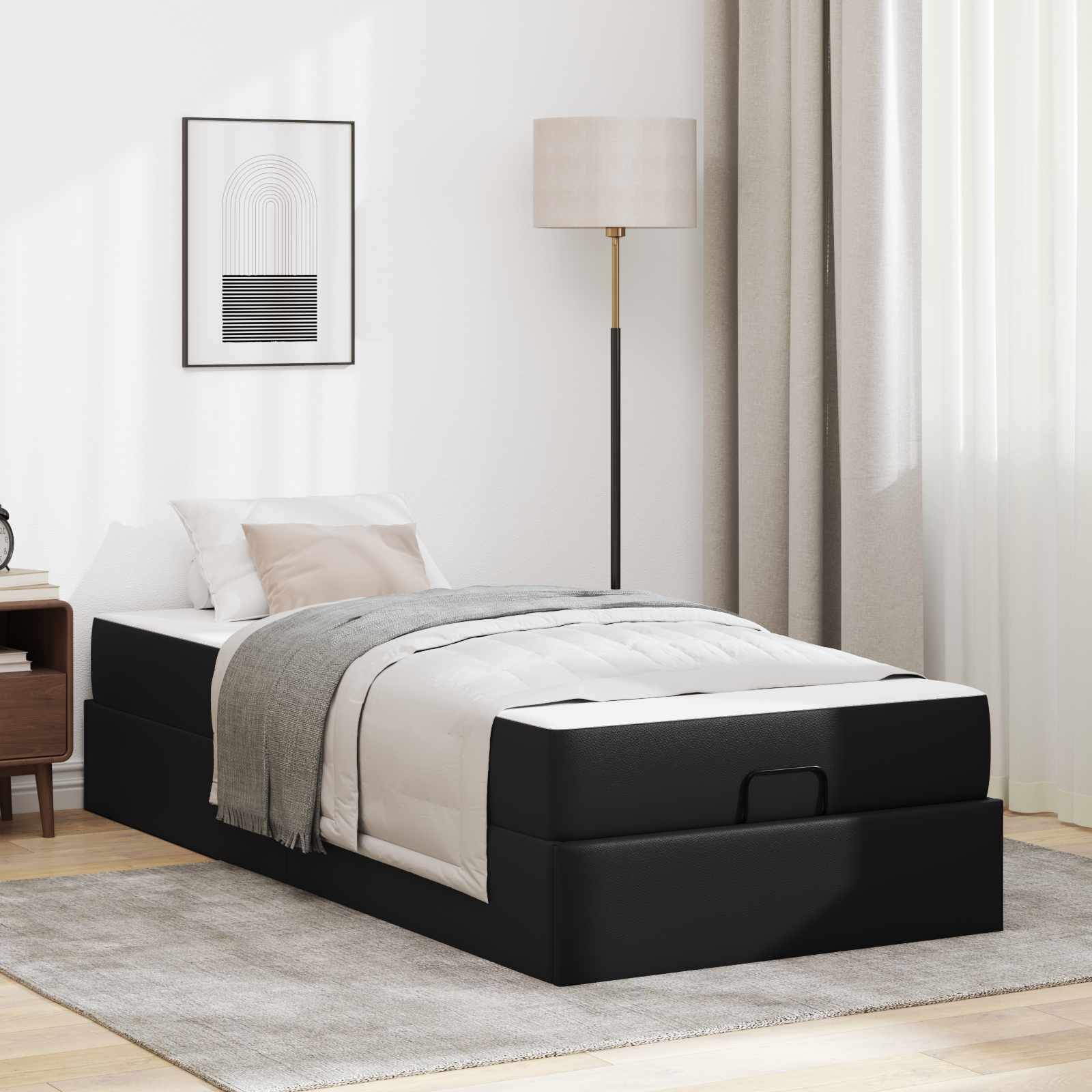 Sängram med madrass Övrigt 2 pcs Svart PVC