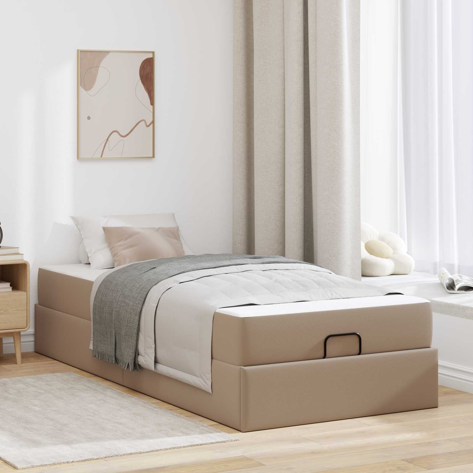 Sängram med madrass Övrigt 2 pcs Tan PVC
