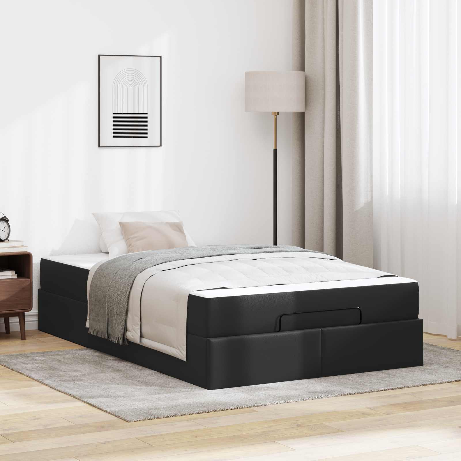 Sängram med madrass Övrigt 2 pcs Svart PVC
