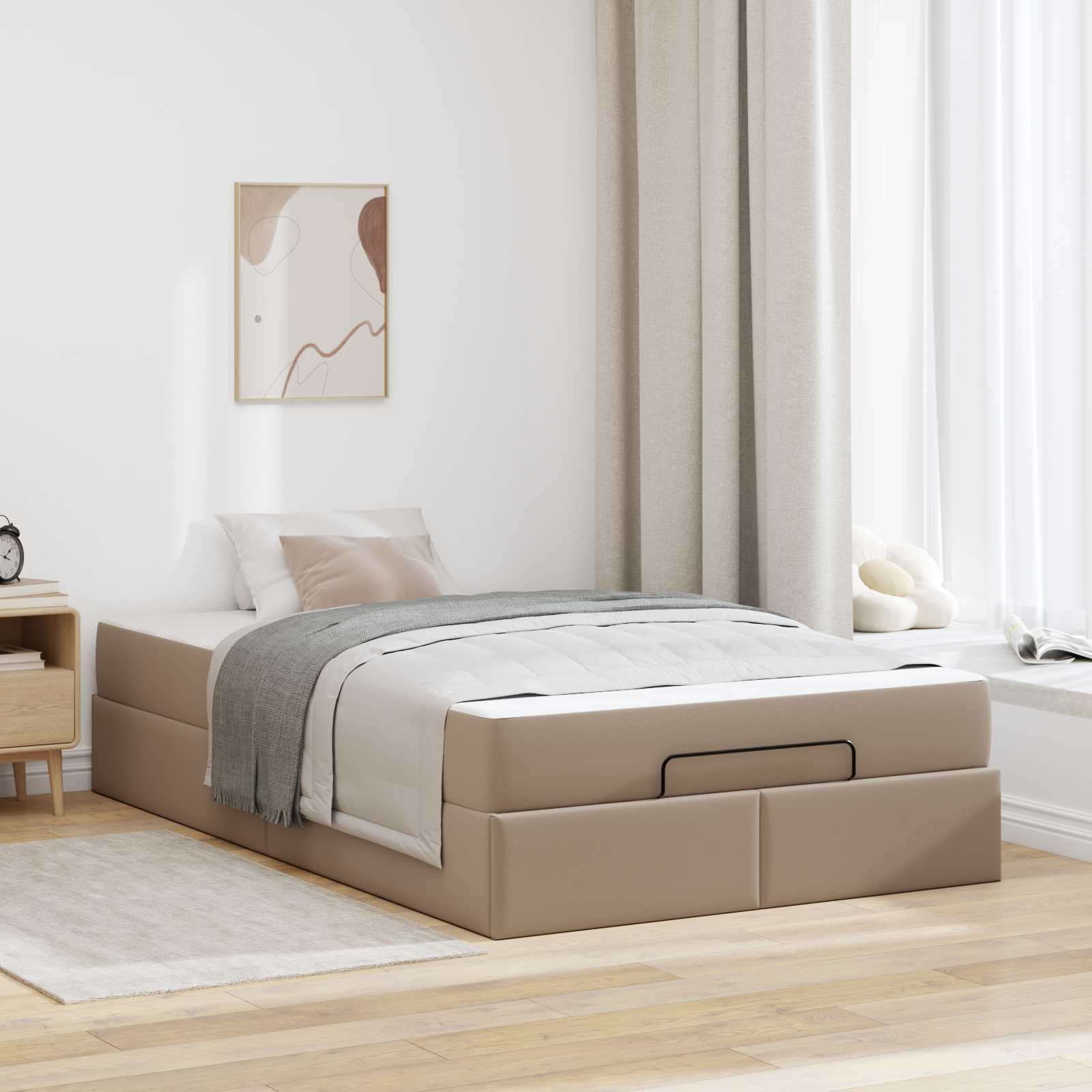 Sängram med madrass Övrigt 2 pcs Tan PVC