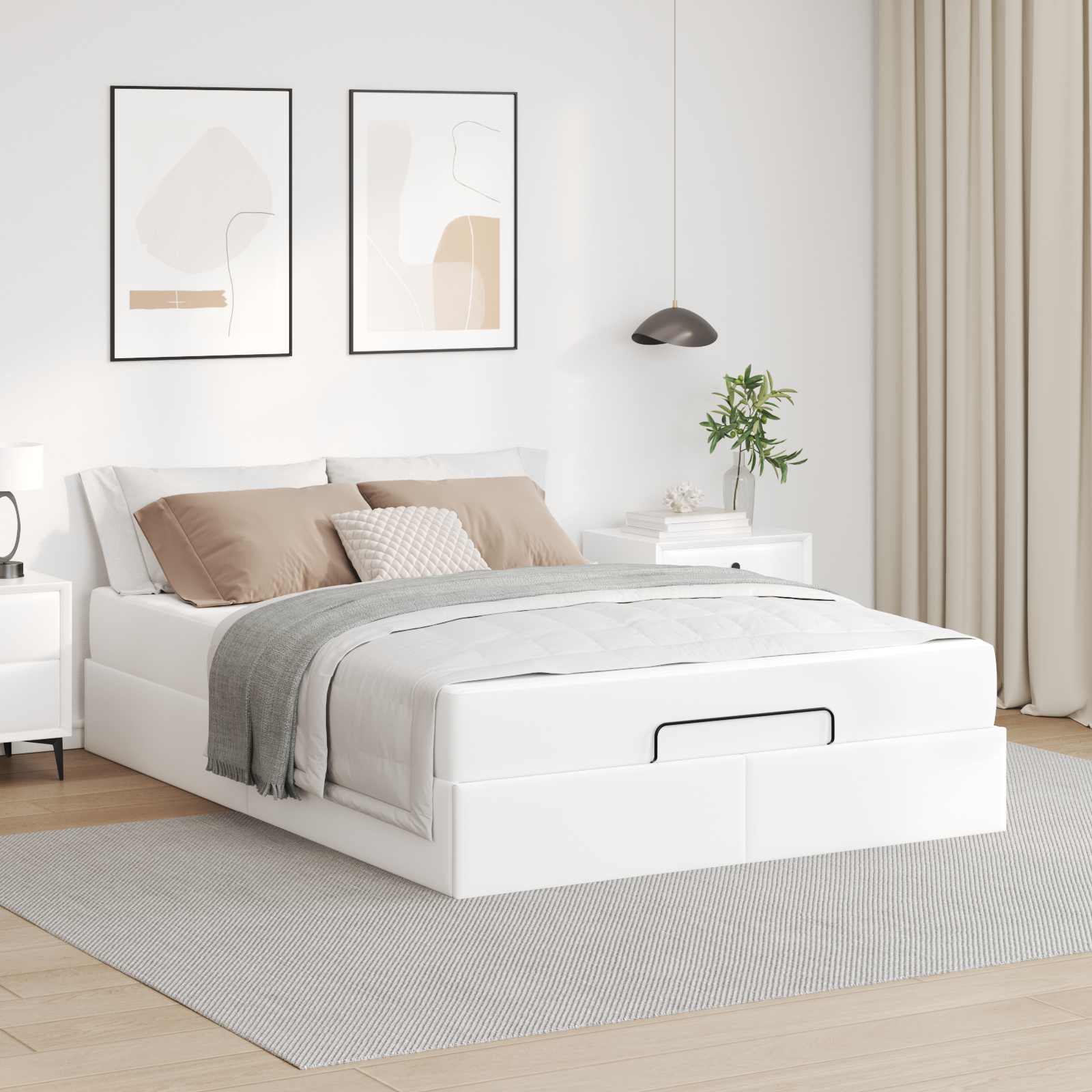 Sängram med madrass Övrigt 2 pcs Vit PVC