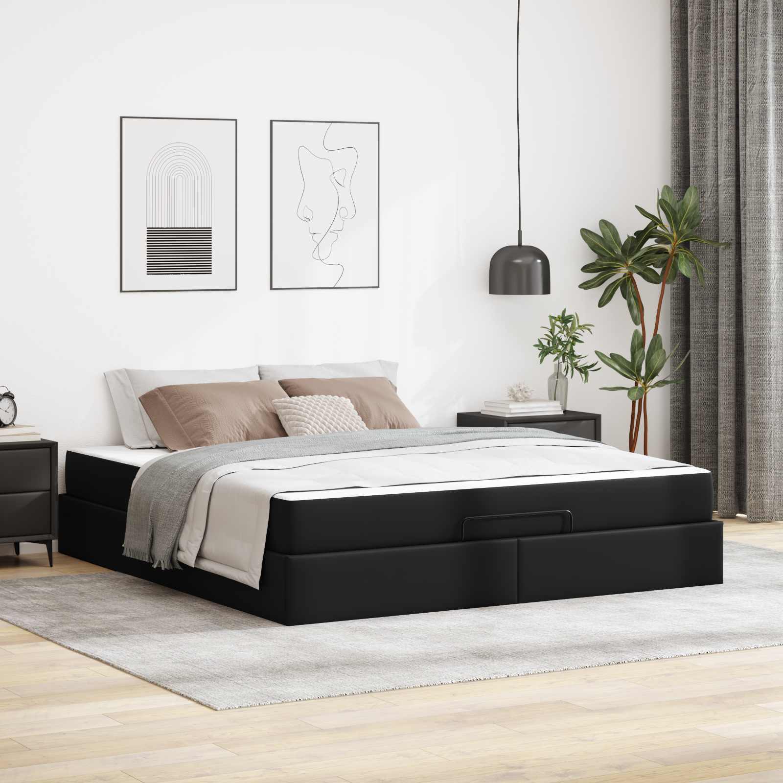 Sängram med madrass Övrigt 2 pcs Svart PVC