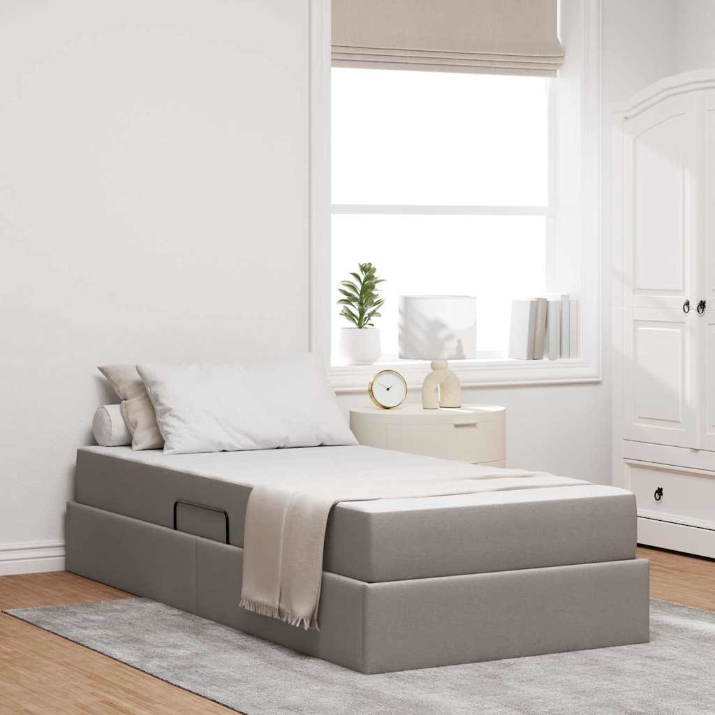 Förvaringssäng med madrass Taupe 100 x 200 cm Polyester